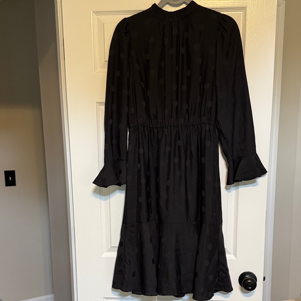 Ann Taylor Black Polka Dot Long Sleeve Dress